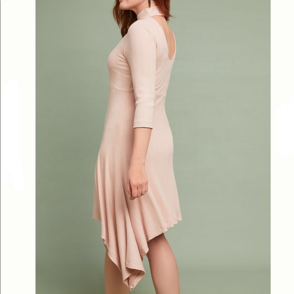 Anthro Ribbed Turtleneck Dress in Rose - Picture 1 of 4